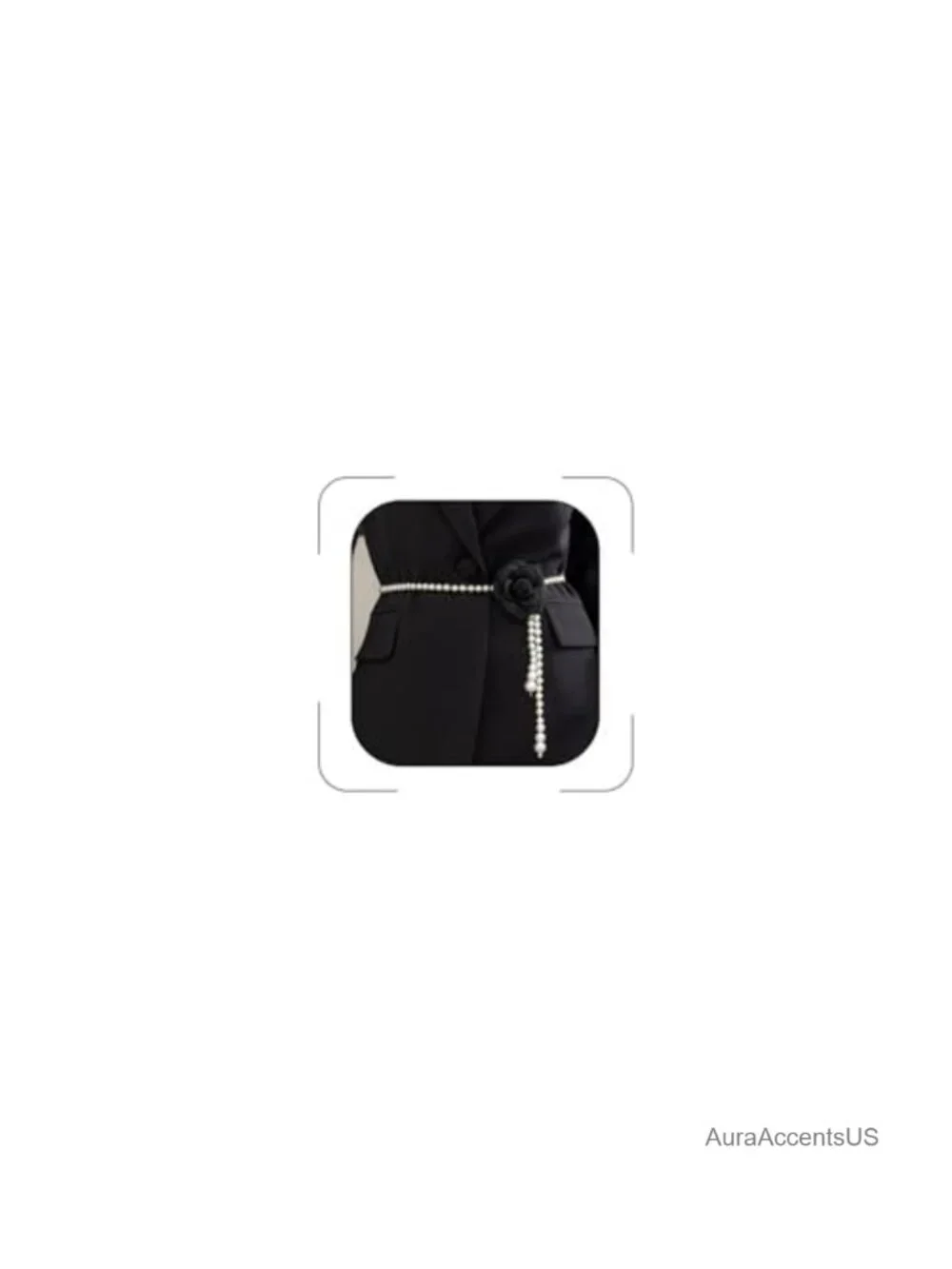 Pearl Chain Belt with Camellia Flower Waist Chain for Dresses